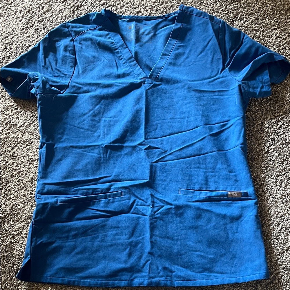 Figs Royal Blue Scrub Top